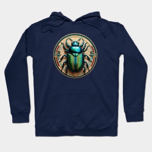 Shiny Blue Beetle Embroidered Patch Hoodie